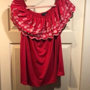 Red off shoulder top size XL